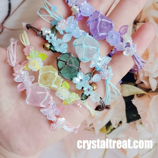 Handmade Natural "Summer Blossom" Crystal Woven Bracelet
