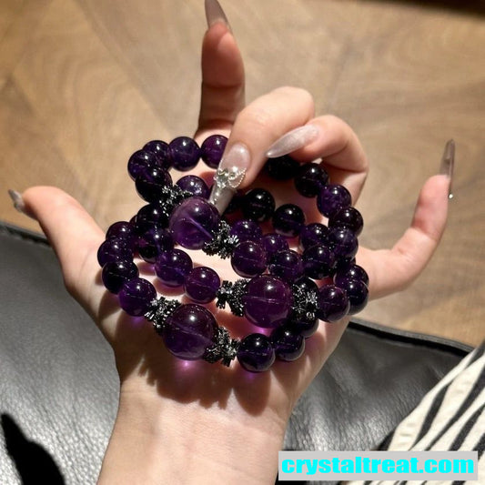 Natural Uruguayan Amethyst Beaded Bracelet