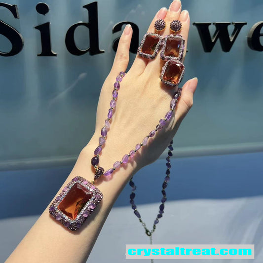 Natural Sultan Stone, Amethyst, and Pearl Jewelry Collection