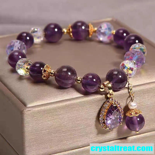 Enhanced Crystals Amethyst Beaded Bracelet