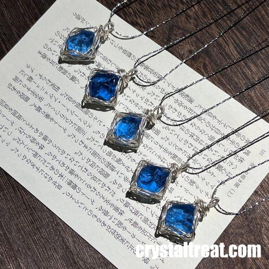 Natural Sky Whisper Blue Topaz Alternative Wire-Wrapped Pendant