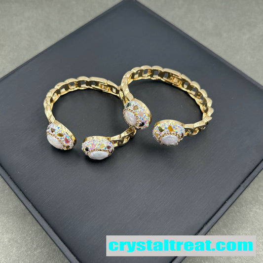 Baroque Pearl and Crystal Curb Link Cuff