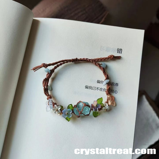 Natural "Lakeside Bloom" Aquamarine Crystal Bracelet