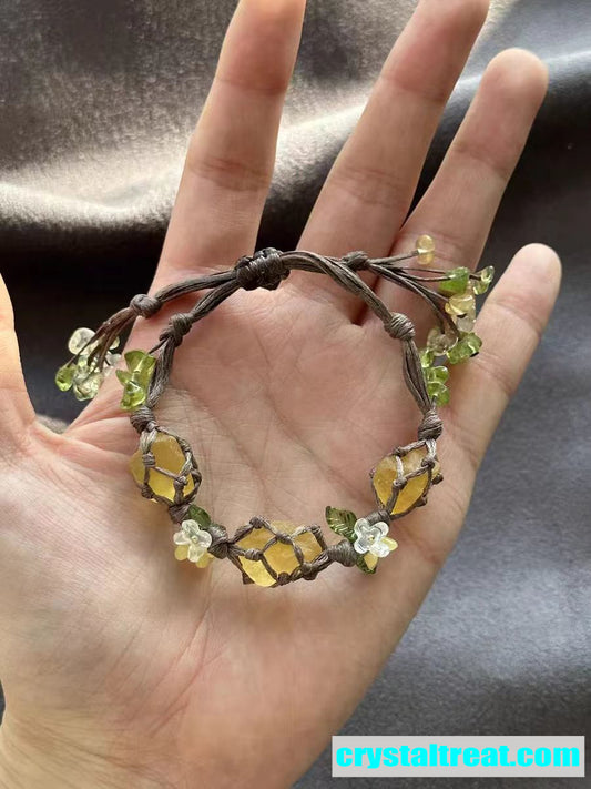 Handwoven Natural Raw Citrine Crystal Bracelet