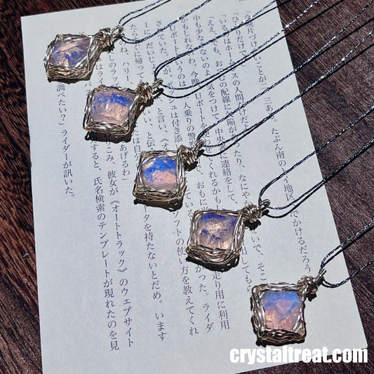 Handmade Natural "Angel's Whisper" Pink Opal Pendant Necklace