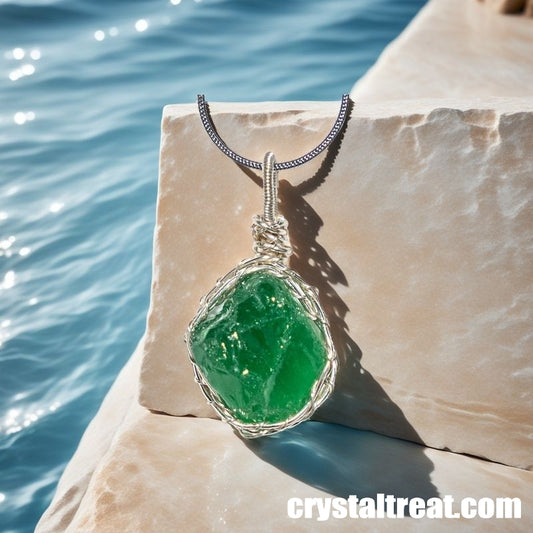Handmade Natural Heart of the Forest Raw Green Crystal Wire-Wrapped Pendant