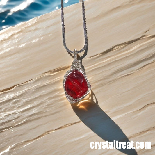 Handmade Natural Persephone's Passion Raw Garnet Pendant Necklace