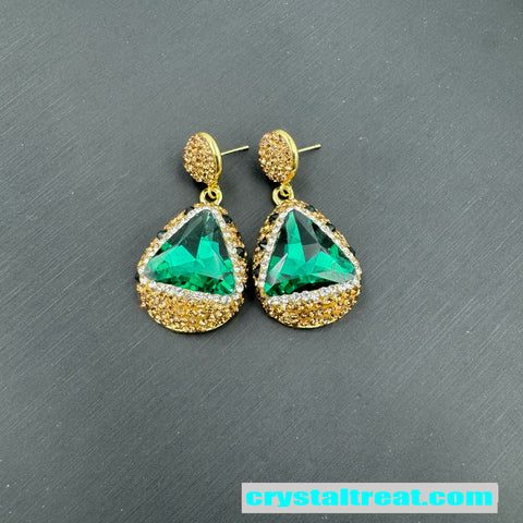 Enhanced Red and Green Crystal Rhinestone Inlaid Jewelry Set – Necklace,Earrings,Ring,Bracelet