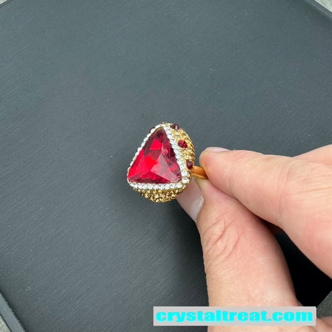 Enhanced Red and Green Crystal Rhinestone Inlaid Jewelry Set – Necklace,Earrings,Ring,Bracelet