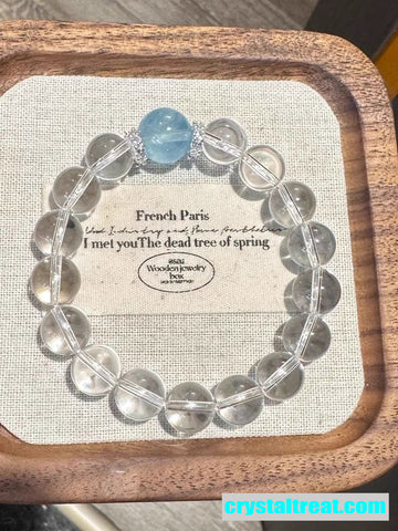 Enhanced Crystals Clear Crystal & Aquamarine Beaded Bracelet