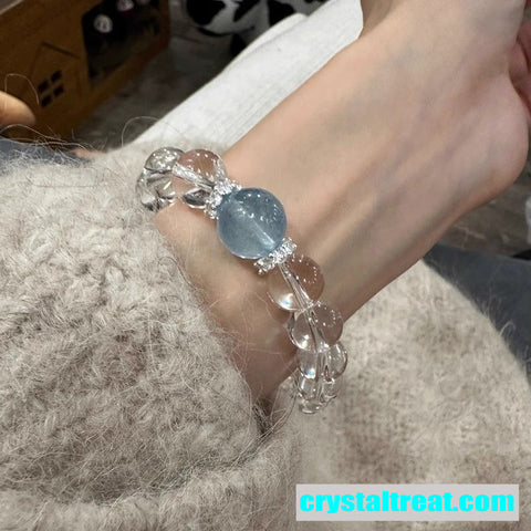 Enhanced Crystals Clear Crystal & Aquamarine Beaded Bracelet