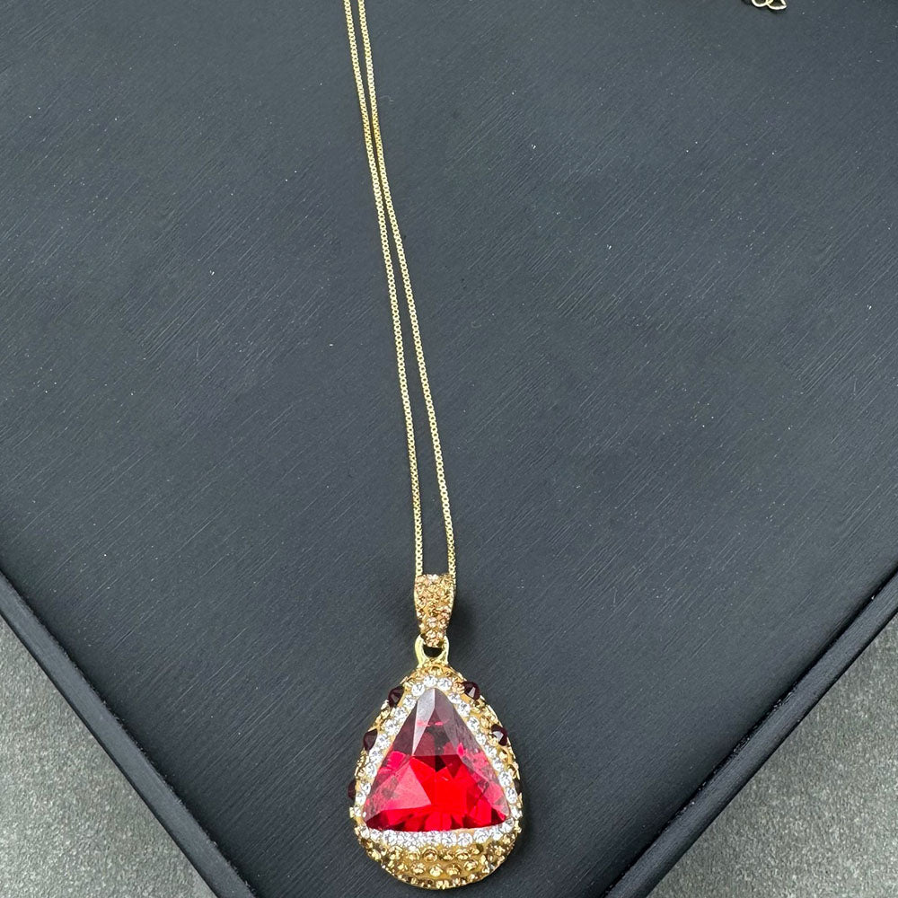 Enhanced Red and Green Crystal Rhinestone Inlaid Jewelry Set – Necklace,Earrings,Ring,Bracelet