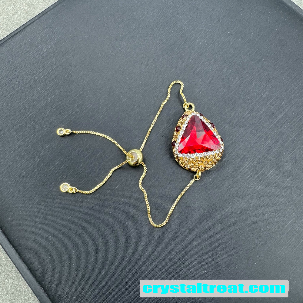 Enhanced Red and Green Crystal Rhinestone Inlaid Jewelry Set – Necklace,Earrings,Ring,Bracelet