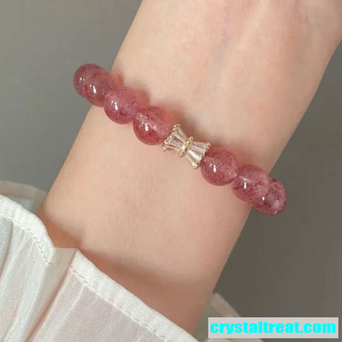 Natural Strawberry Pink Quartz Beaded Bracelet