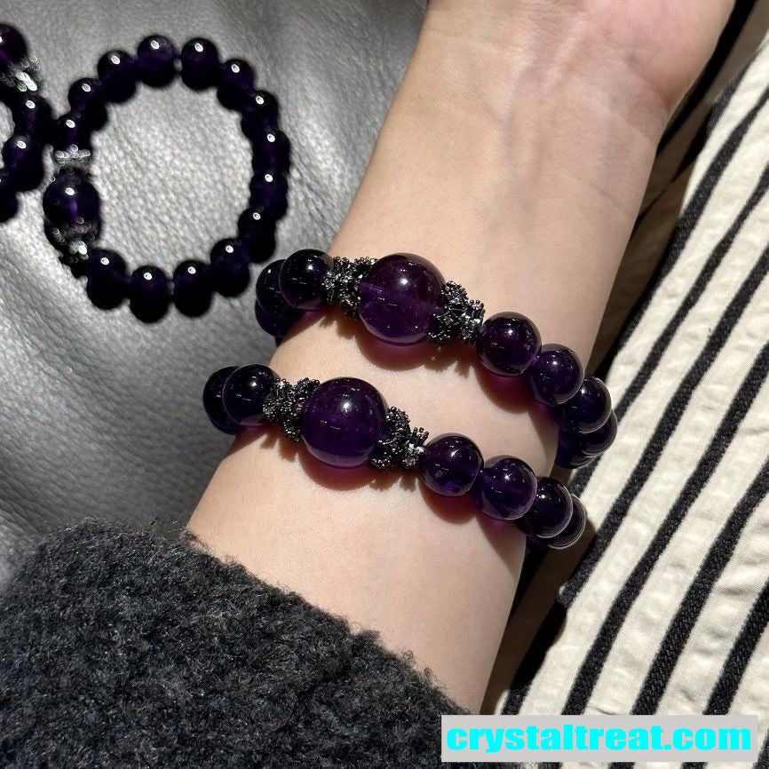 Natural Uruguayan Amethyst Beaded Bracelet