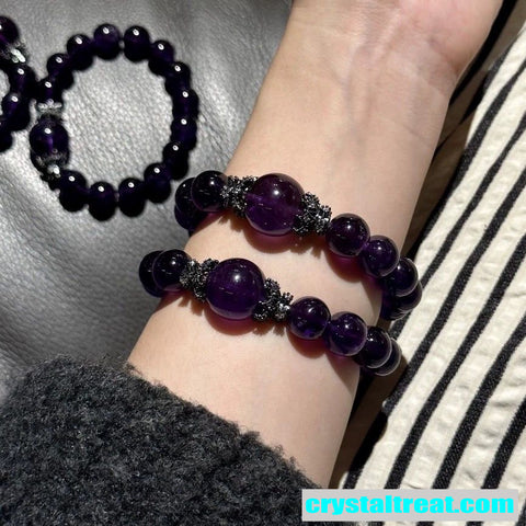 Natural Uruguayan Amethyst Beaded Bracelet