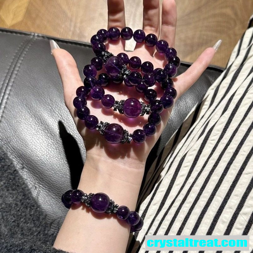 Natural Uruguayan Amethyst Beaded Bracelet
