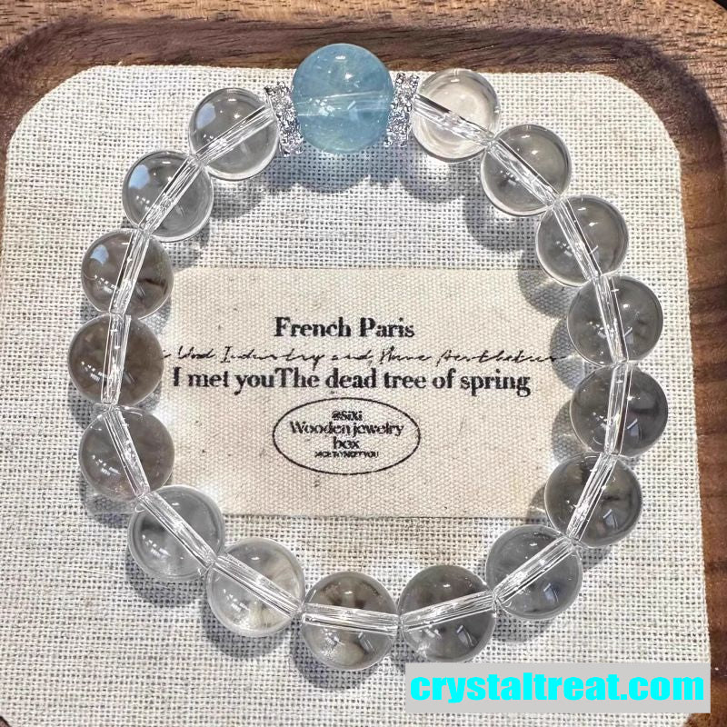 Enhanced Crystals Clear Crystal & Aquamarine Beaded Bracelet