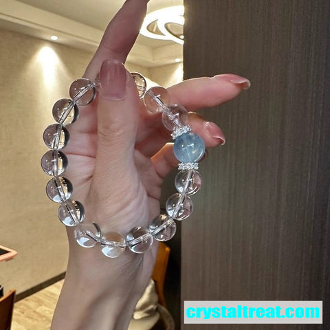 Enhanced Crystals Clear Crystal & Aquamarine Beaded Bracelet