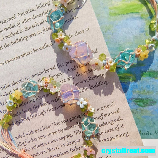 Handwoven Natural Crystal, Opal, and Fashion Raw Stone Bracelet