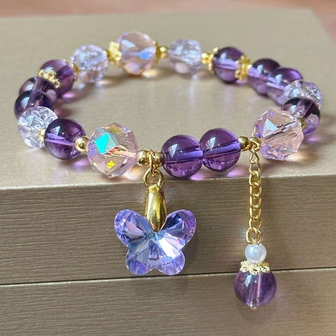 Enhanced Crystals Amethyst Beaded Bracelet