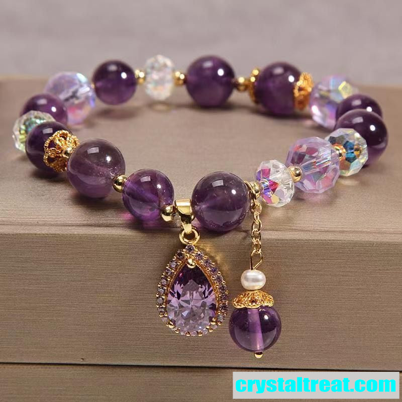 Enhanced Crystals Amethyst Beaded Bracelet