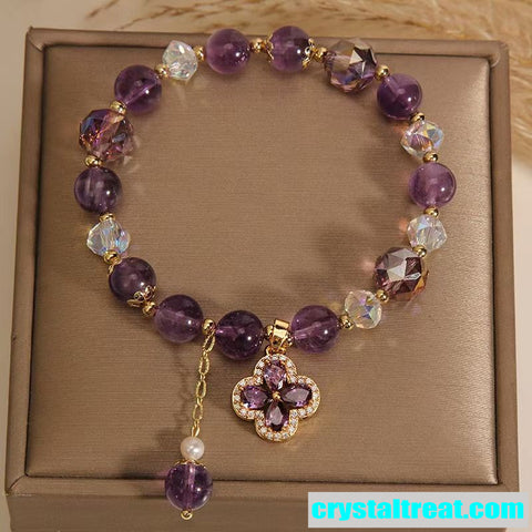 Enhanced Crystals Amethyst Beaded Bracelet