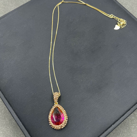 Enhanced Gradient Radiant Red Crystal & Gold Rhinestone Jewelry Set