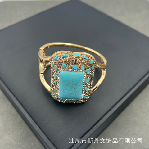 Stabilized Turquoise Inlay Jewelry Set – Earrings, Ring, Bracelet, Necklace, Beaded Bracelet