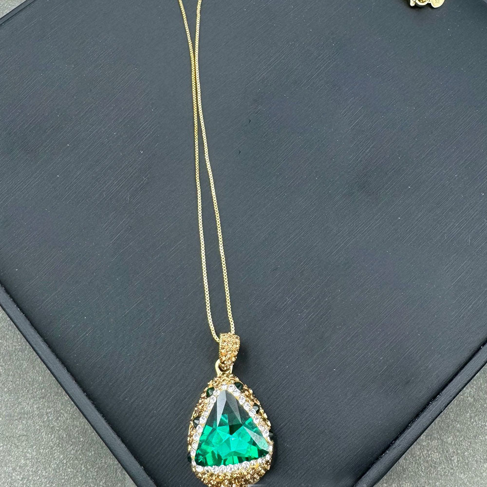 Enhanced Red and Green Crystal Rhinestone Inlaid Jewelry Set – Necklace,Earrings,Ring,Bracelet
