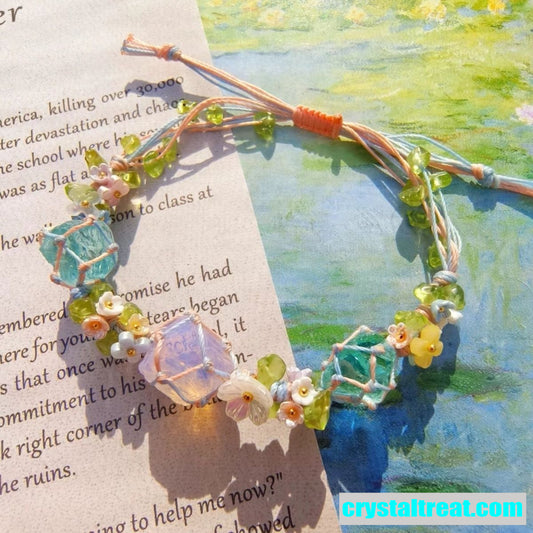 Handwoven Natural Crystal, Opal, and Fashion Raw Stone Bracelet