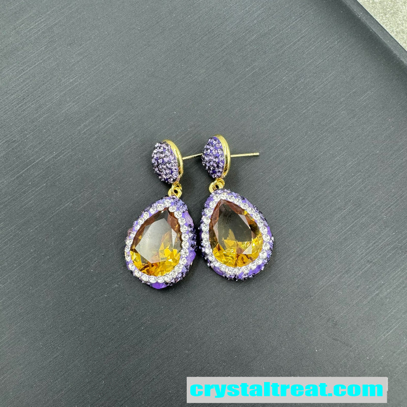 Natural Amethyst Inlaid Turkish Sultan Stone Jewelry Set – Ring, Earrings & Pendant Necklace