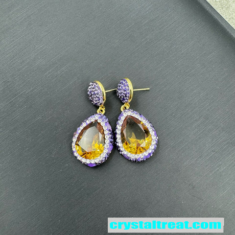 Natural Amethyst Inlaid Turkish Sultan Stone Jewelry Set – Ring, Earrings & Pendant Necklace