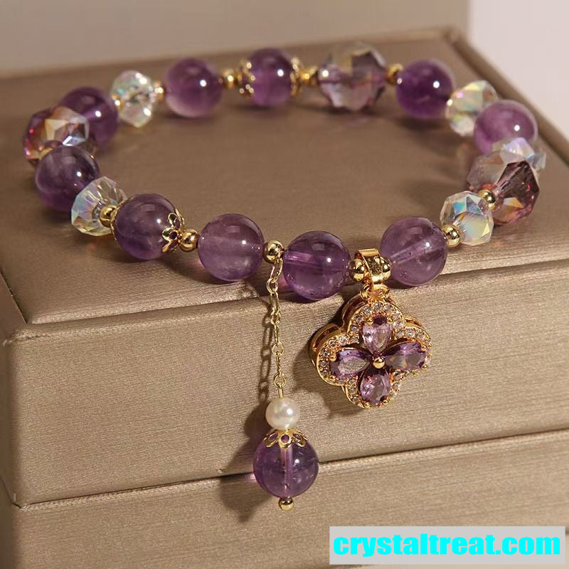 Enhanced Crystals Amethyst Beaded Bracelet