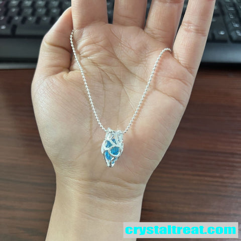 Heart-Shaped Aquamarine & Crystal Pendant Necklace