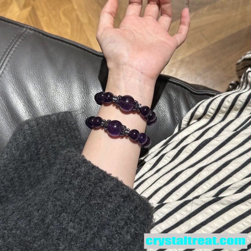 Natural Uruguayan Amethyst Beaded Bracelet