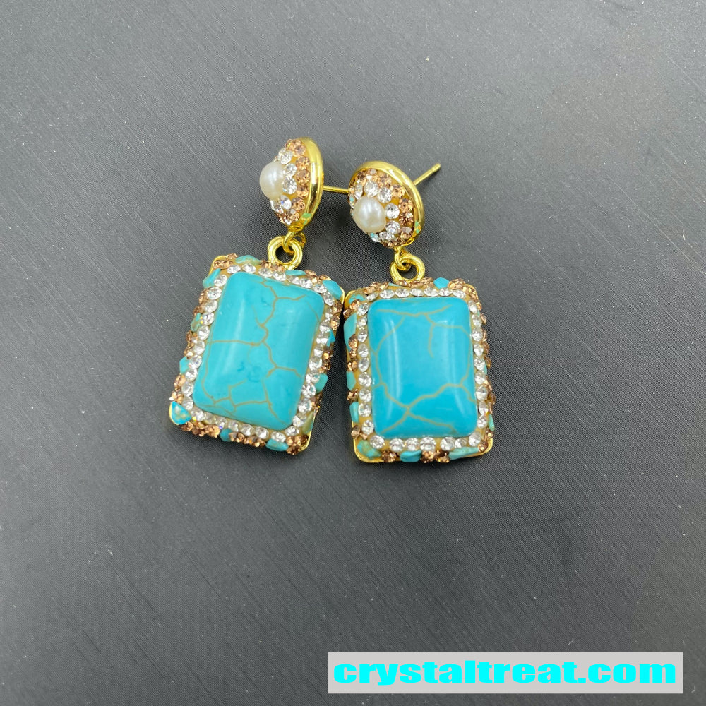 Stabilized Turquoise Inlay Jewelry Set – Earrings, Ring, Bracelet, Necklace, Beaded Bracelet