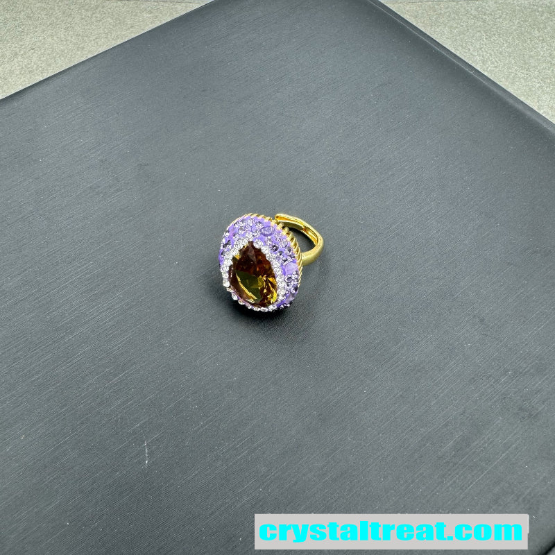 Natural Amethyst Inlaid Turkish Sultan Stone Jewelry Set – Ring, Earrings & Pendant Necklace