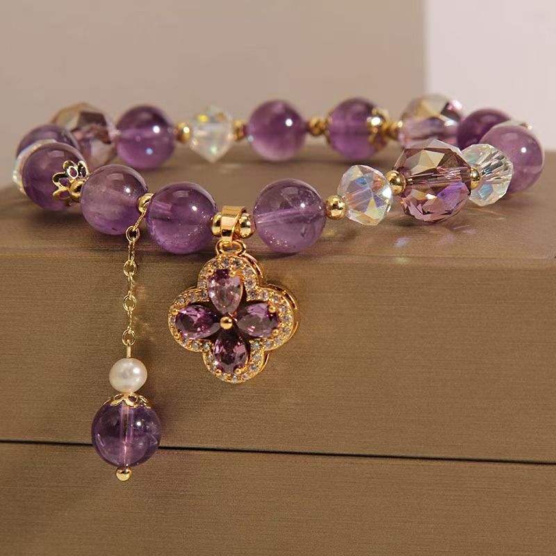 Enhanced Crystals Amethyst Beaded Bracelet