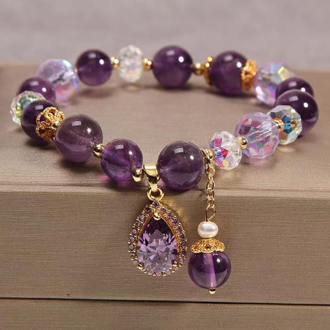 Enhanced Crystals Amethyst Beaded Bracelet