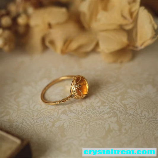 Natural Citrine Vintage-Style Ring