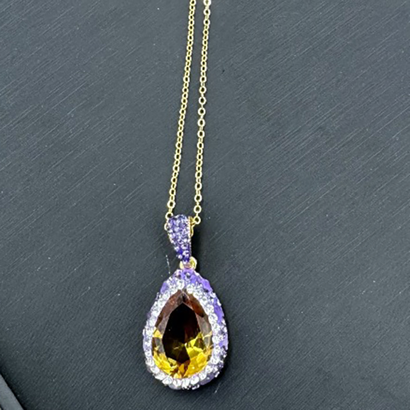 Natural Amethyst Inlaid Turkish Sultan Stone Jewelry Set – Ring, Earrings & Pendant Necklace