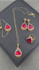 Enhanced Red and Green Crystal Rhinestone Inlaid Jewelry Set – Necklace,Earrings,Ring,Bracelet