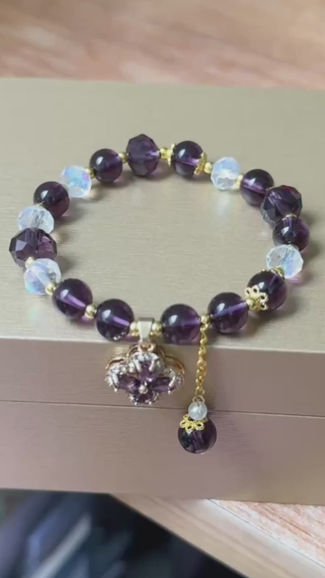 Enhanced Crystals Amethyst Beaded Bracelet
