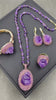 Natural Raw Amethyst Crystal Jewelry Set – Ring, Earrings, Bracelet & Beaded Necklace