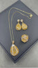 Natural Raw Citrine Crystal Jewelry Set – Pearl Inlay Ring, Earrings,Necklace