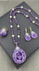 Natural Czech Amethyst & Pearl Jewelry Set – Ring, Earrings & Beaded Necklace