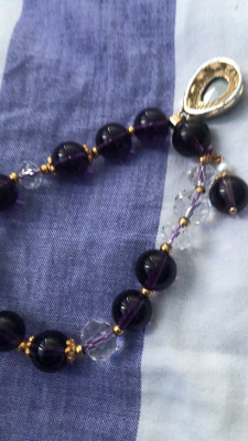 Enhanced crystals amethyst beaded bracelet customer review photo