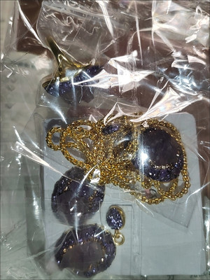 Natural raw amethyst geode jewelry set customer review photo