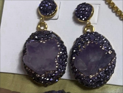 Natural raw amethyst geode jewelry set customer review photo